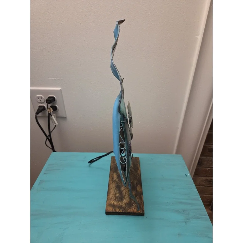 Pier 1 Imports Metal Fish Lamp Capiz Shell‎ Coastal Nautical Accent Light